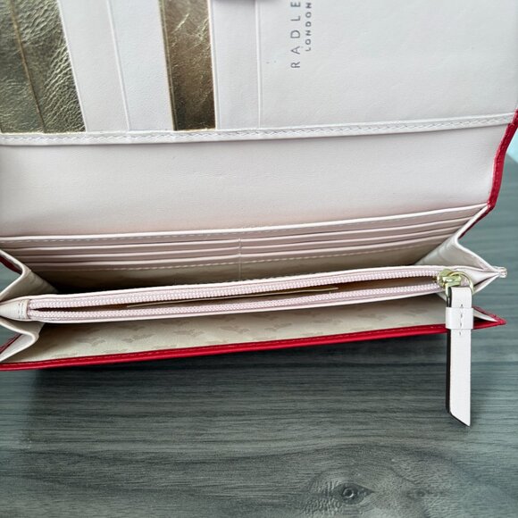 Radley London Hole Lotta Fun Large Leather Flapover Wallet Red - Picture 7 of 9